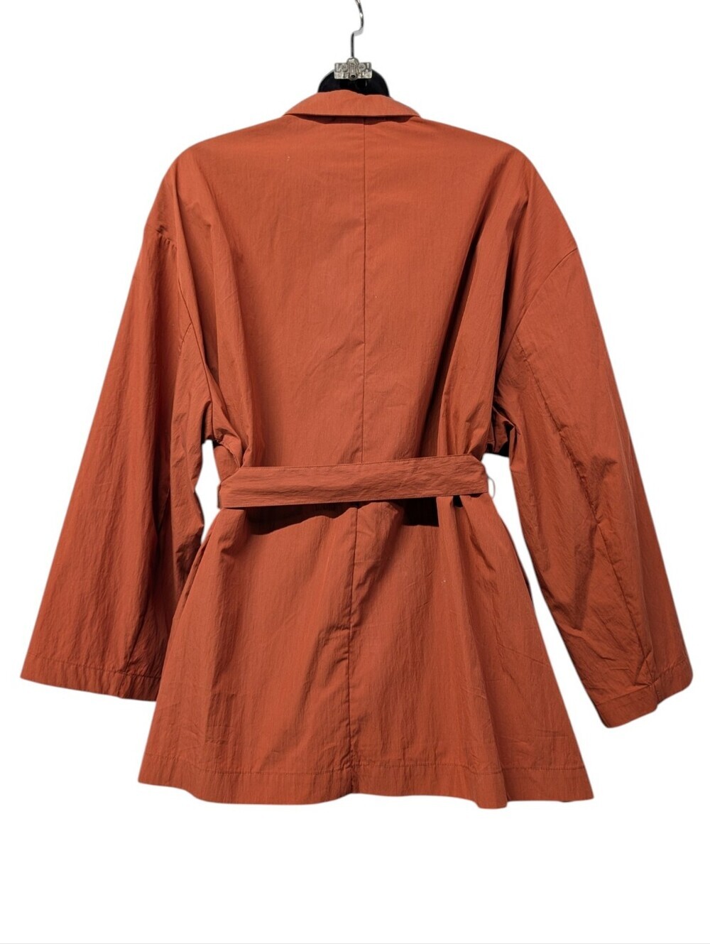 89th + Madison Rust Orange Belted Wrap Jacket Size M Collared Trench Coat Loght - Picture 2 of 7